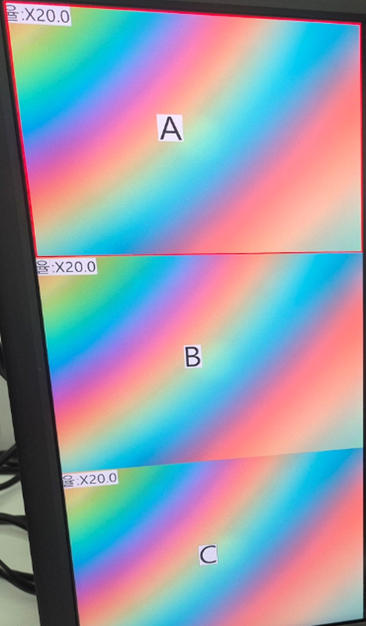 3품목 A, B, C의 편광 필터 관찰 이미지